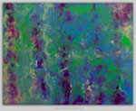 Abstracting painting in magenta, green, blue, yellow.